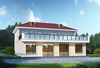 農(nóng)村二層帶商鋪?zhàn)≌瑘D 15X16米BZ2591-簡(jiǎn)歐風(fēng)格